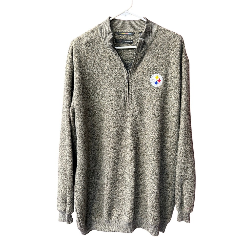 Pittsburgh Steelers Greg Norman Pullover Men XL Gray Quarter Zip Sweatshirt NFL